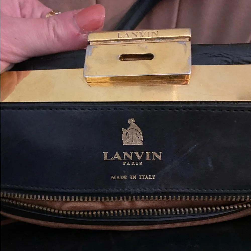 Lanvin Trilogy croc embossed black calfskin bag with gold plated hardware - Picture 5 of 9